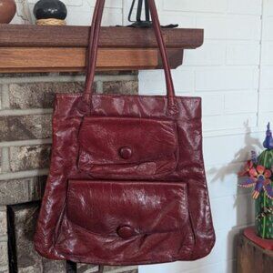 Sabina New York Genuine Leather Burgundy Shoulder Bag